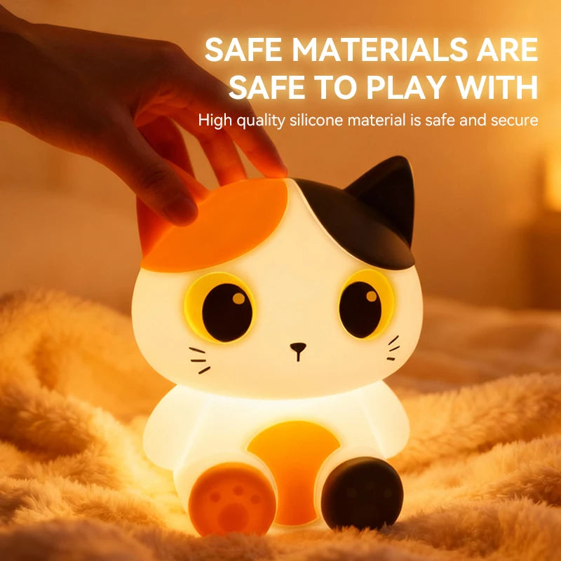 Tricolor Cat Night Light,Chargeable Bedside Lamp,Touch-Control Dimming,Timer Function,Ideal for Home Decor, Perfect Gift Choice