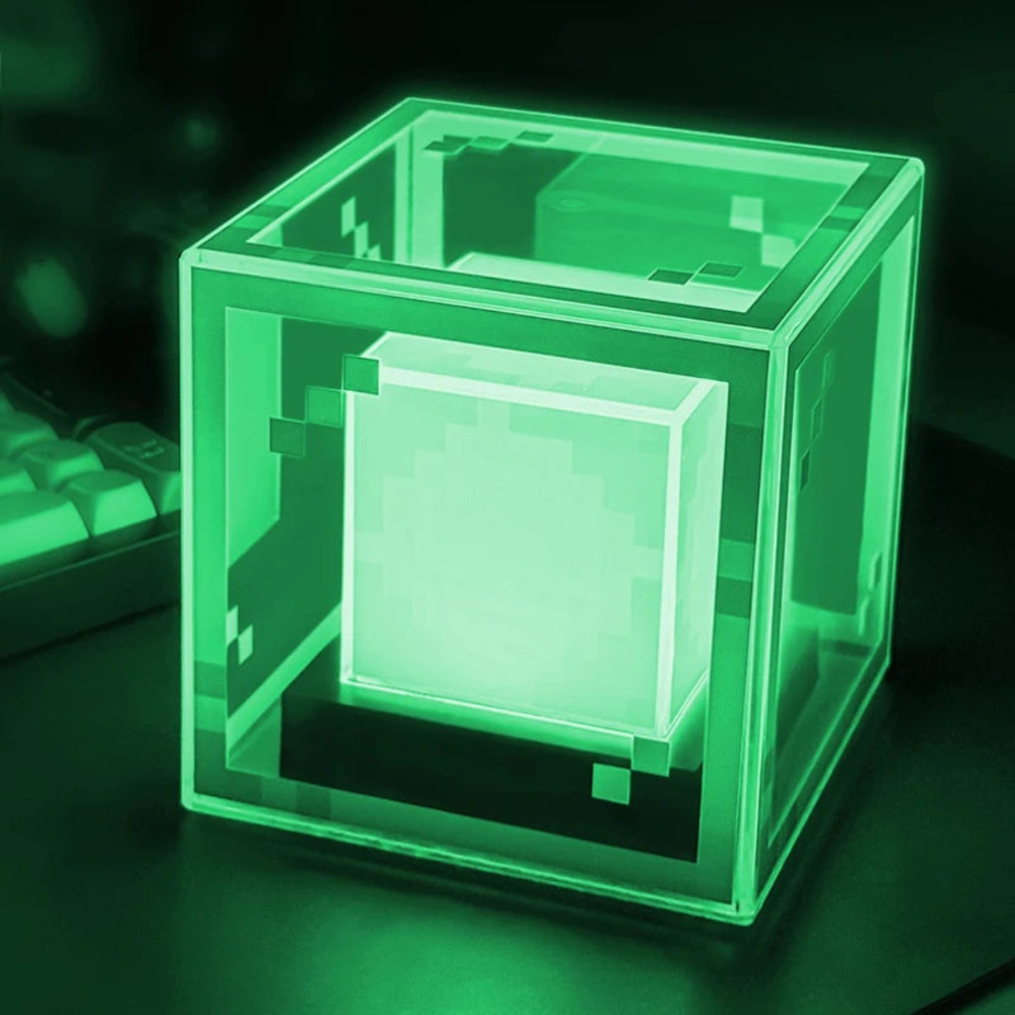 Pixel-Style Beacon Lamp Desktop Night Light Glowing Computer Atmosphere Game Ornament Gift Rechargeable Decorative Illumination