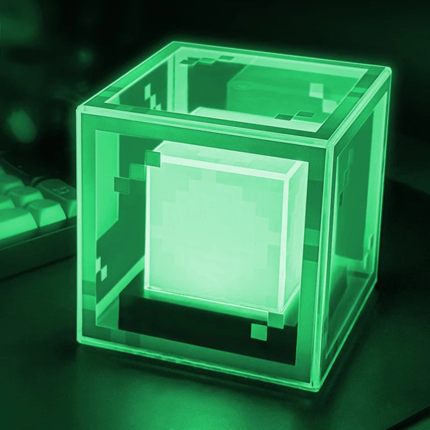 Pixel-Style Beacon Lamp Desktop Night Light Glowing Computer Atmosphere Game Ornament Gift Rechargeable Decorative Illumination