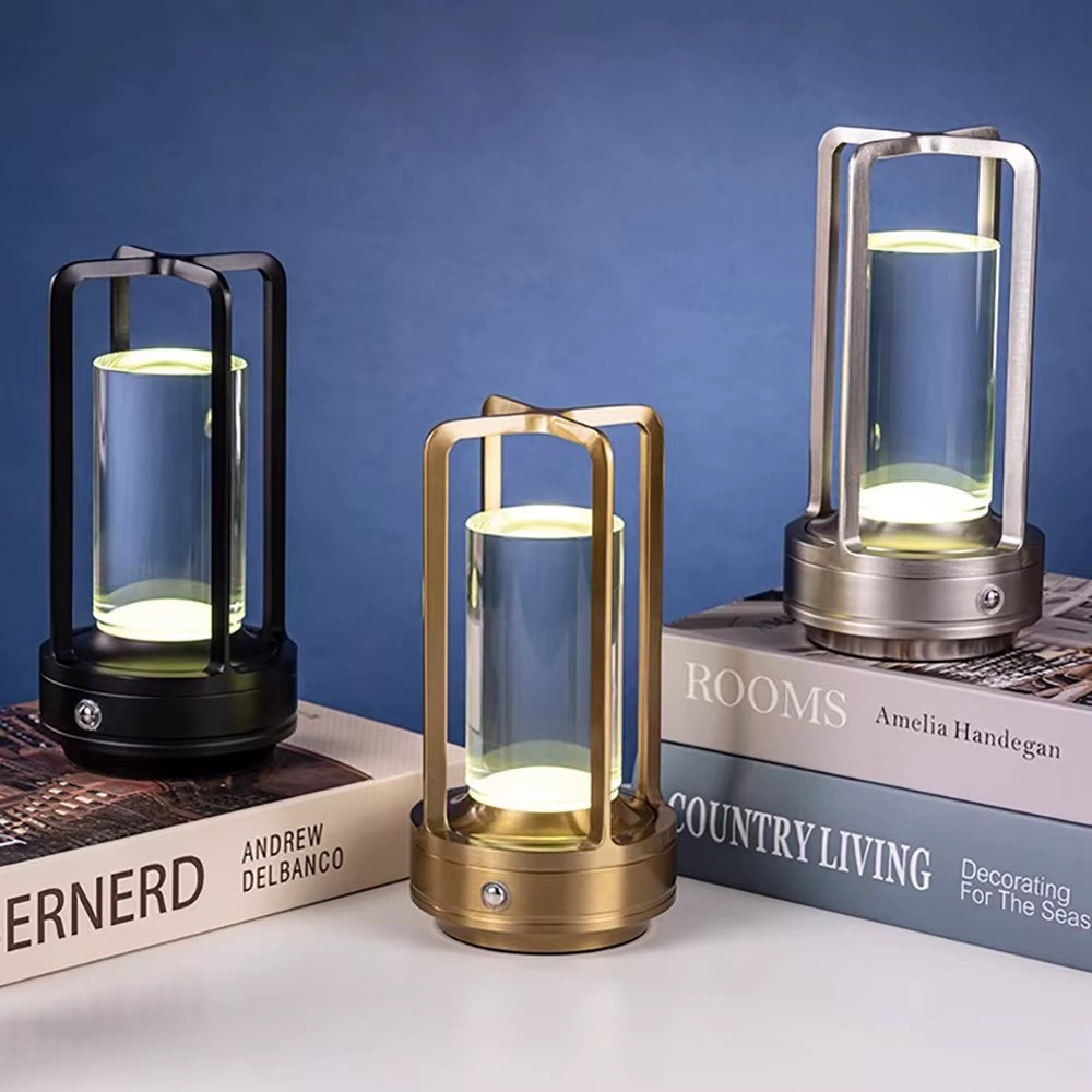 Table Lamp LED Crystal Desk Lamp Plastic Rechargeable Touch Night Light Bedroom Bedside Table Dining Room Decorative Light