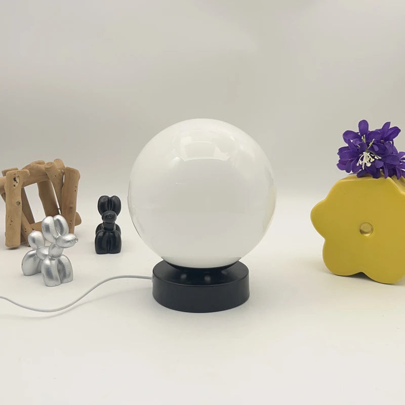 Glass Globe Table Lamp Modern Minimalist Dimmable Rechargeable Ambient Light for Living Room Study Bedroom Bedside Bar