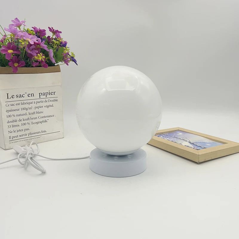 Glass Globe Table Lamp Modern Minimalist Dimmable Rechargeable Ambient Light for Living Room Study Bedroom Bedside Bar