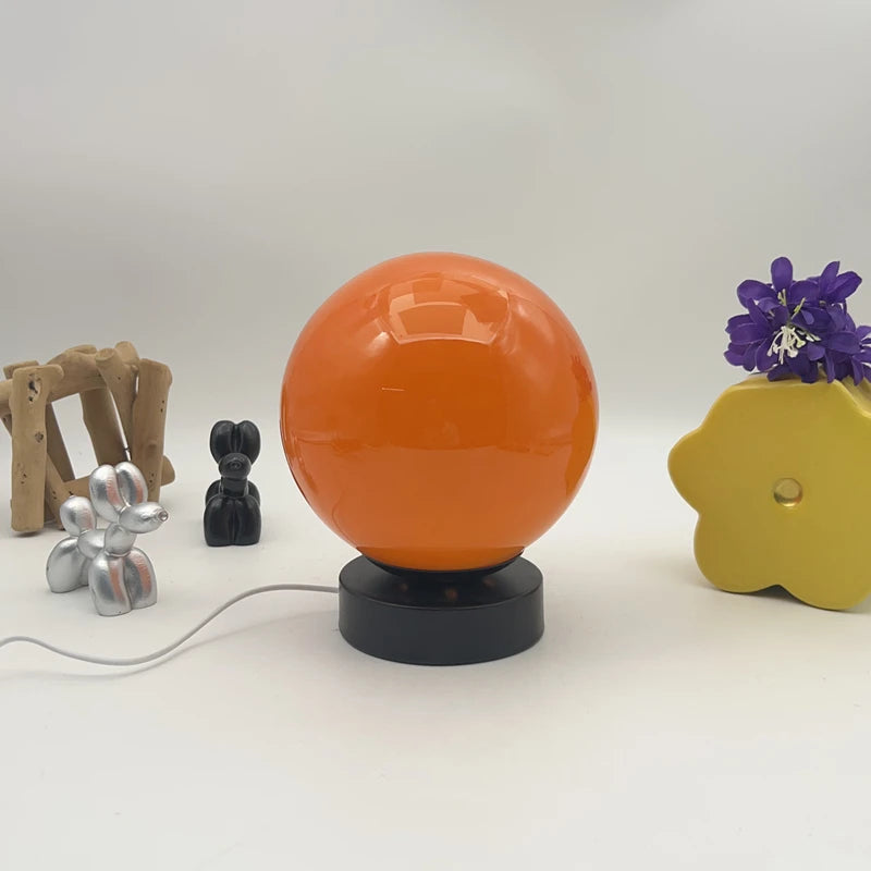 Glass Globe Table Lamp Modern Minimalist Dimmable Rechargeable Ambient Light for Living Room Study Bedroom Bedside Bar