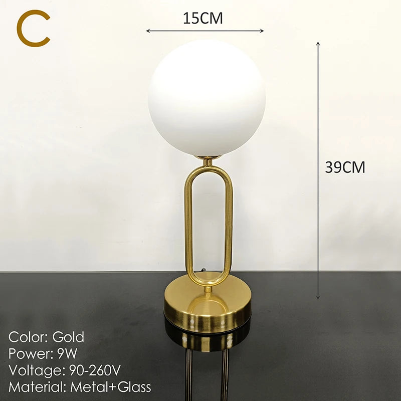 Nordic Glass Ball Desk Lamp with Touch Switch Used for Study Dressing Table Live Broadcast Lighting Bedroom Bedside Table Lamp
