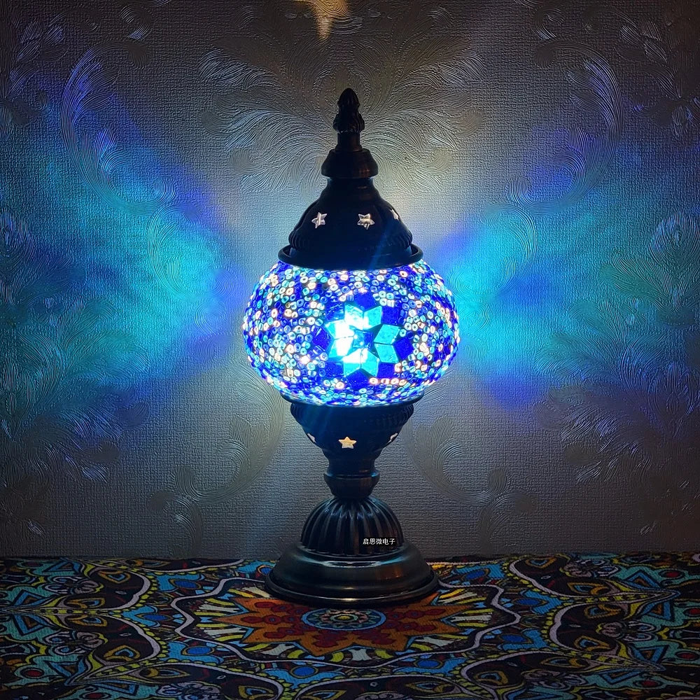 Newest Turkish Mosaic Table Lamp Vintage Art Deco Handcrafted Lamparas De Mesa Ball Glass Romantic Bed Light Led Night Lampe