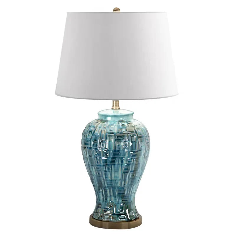 American Ceramic Table Lamps Blue Kiln Changing Color Desk Light for Living Room Bedroom Bedside Lamp Home Decoration Ornaments
