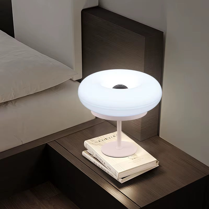 Artistic Creative Design Tall Table Lamp, Donut-Shaped Night Light, Touch Switch, Rechargeable, Three-Color Dimming, Suitable for Study Room, Bedroom, Living Room, Dining Bar, Decorative Lighting.