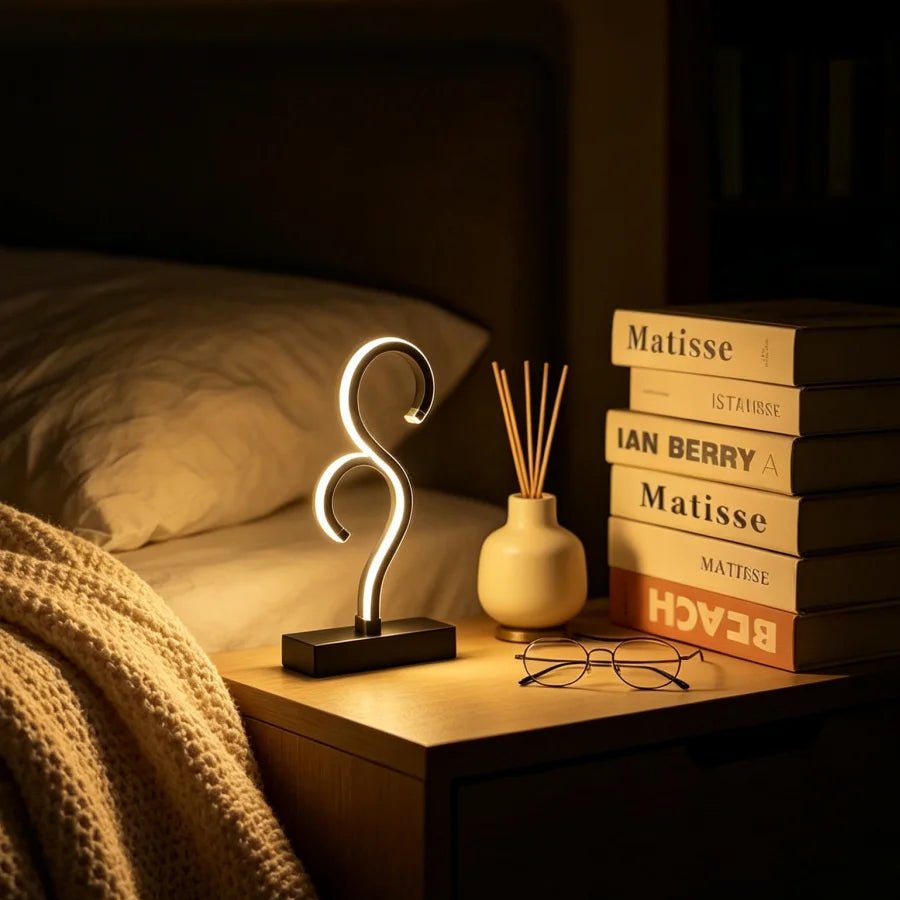 1PC Double Question Mark Creative Desk Lamp with USB Power Plug and Three Color Lighting