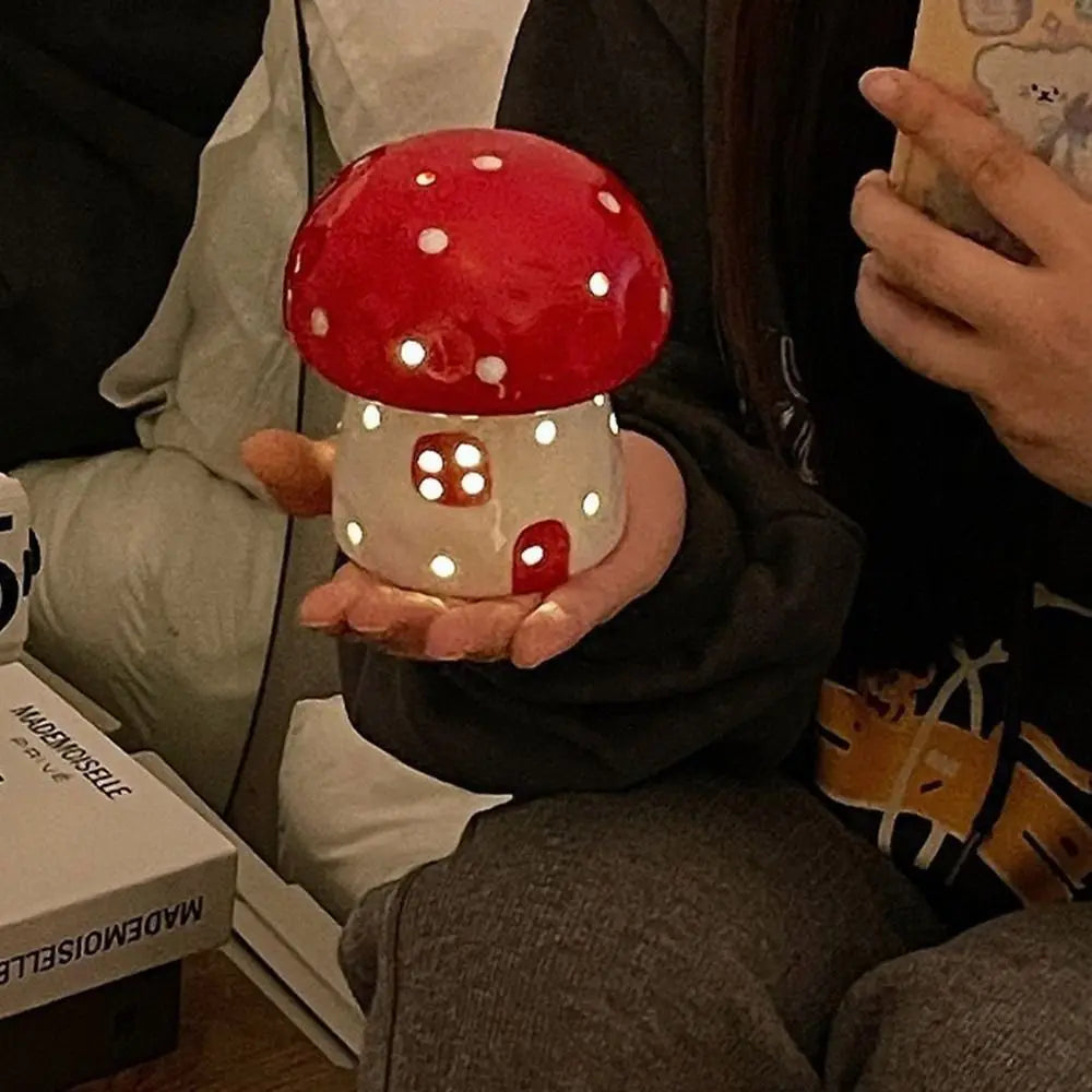 Table Decor Lamp Mushroom Night Light Eye Protection Sleeping Bedside Night Light Nordic LED Ceramic Night Light Birthday Gift