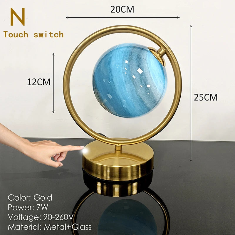 Nordic Glass Ball Desk Lamp with Touch Switch Used for Study Dressing Table Live Broadcast Lighting Bedroom Bedside Table Lamp