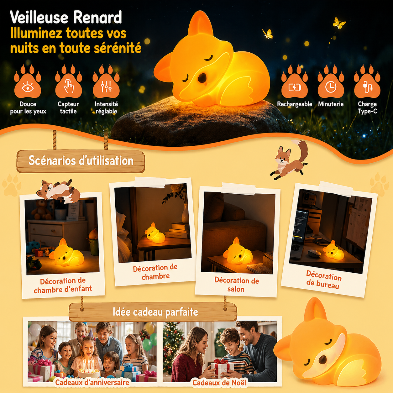 Lampe de chevet renard