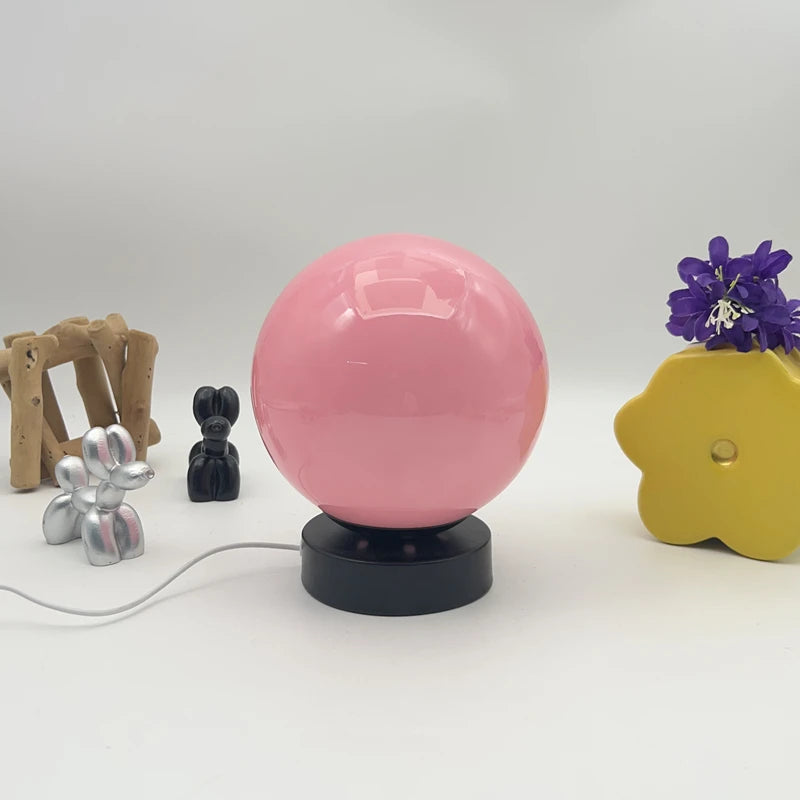 Glass Globe Table Lamp Modern Minimalist Dimmable Rechargeable Ambient Light for Living Room Study Bedroom Bedside Bar