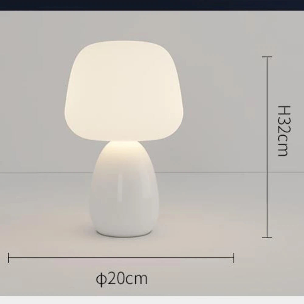 Cream Mushroom Table Lamp Cute and Simple Ceramic Eye Protection Bedside Lamp Warm Girl Bedroom Atmosphere Small Night Lamp
