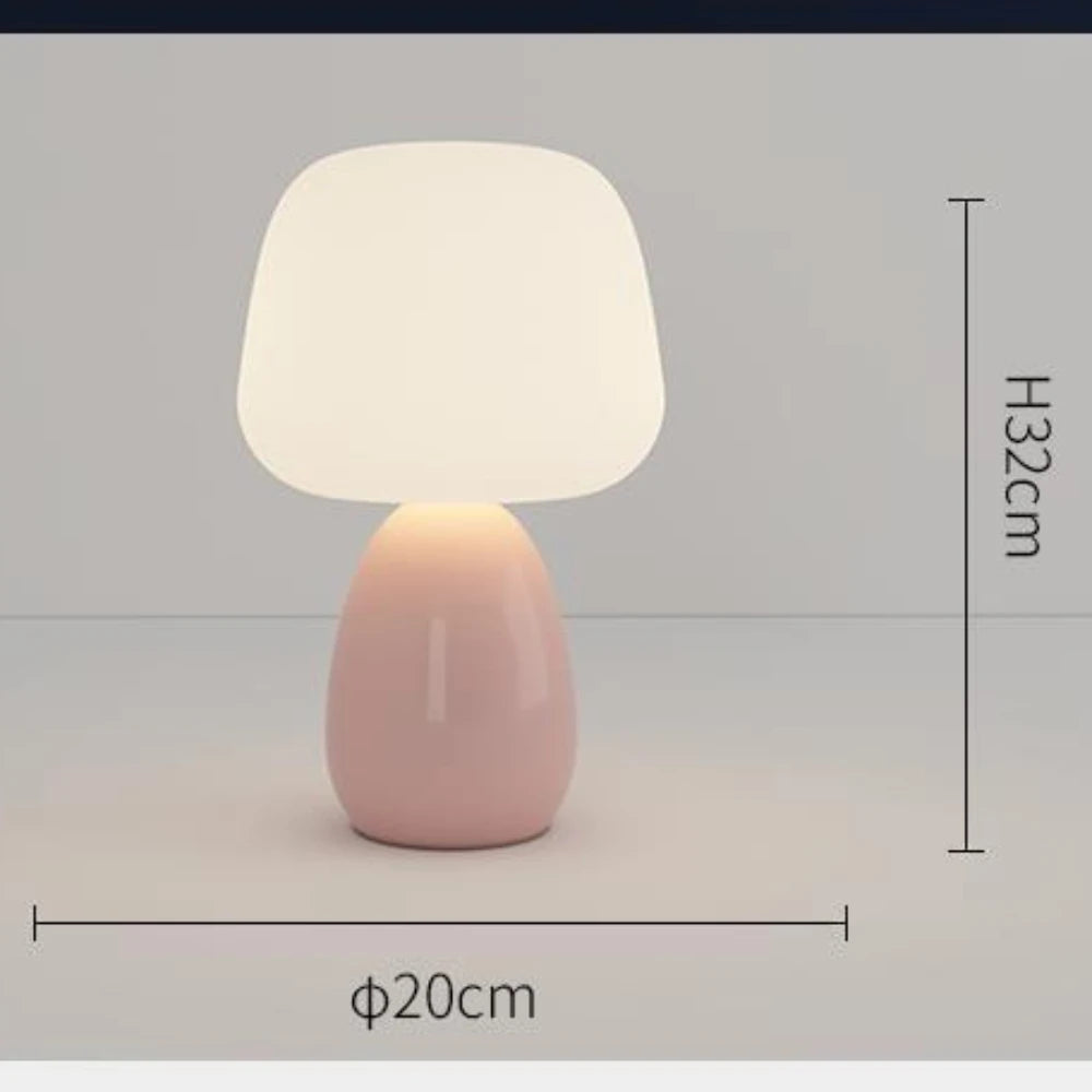 Cream Mushroom Table Lamp Cute and Simple Ceramic Eye Protection Bedside Lamp Warm Girl Bedroom Atmosphere Small Night Lamp