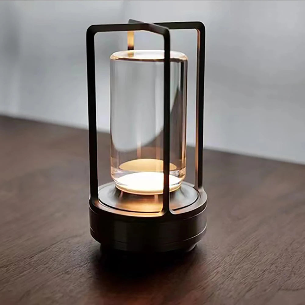 Table Lamp LED Crystal Desk Lamp Plastic Rechargeable Touch Night Light Bedroom Bedside Table Dining Room Decorative Light