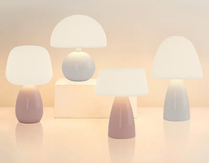 Cream Mushroom Table Lamp Cute and Simple Ceramic Eye Protection Bedside Lamp Warm Girl Bedroom Atmosphere Small Night Lamp