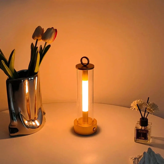 Portable Metal LED Desk Lamp, 3 Color Touch Sensor Control Rechargeable Desk Lamp Bedside Lamp, Outdoor Camping Dining Bar