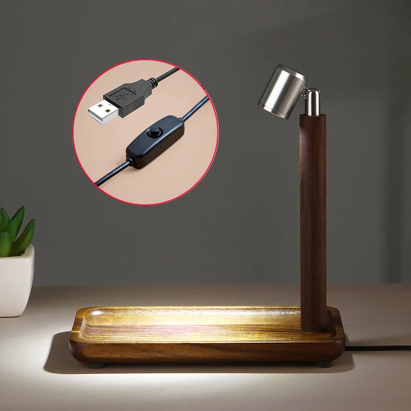 Wooden Table Lamp USB Powered Night Light Display Light LED Eye Protection Bedside Lamp Desktop Decorative Lights