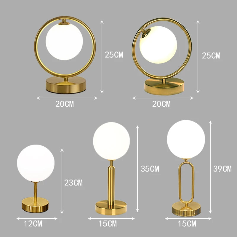 Nordic Glass Ball Desk Lamp with Touch Switch Used for Study Dressing Table Live Broadcast Lighting Bedroom Bedside Table Lamp