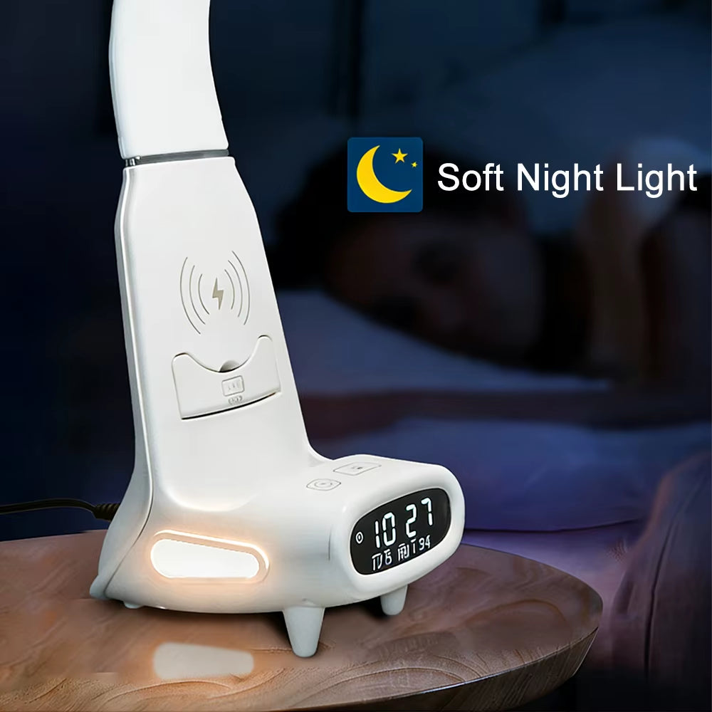 New Eye-Care Reading Desk Lamp with Soft Night Light 15W Wireless Fast Charging 5-Colour Temperature Inductive Dimming Desk Lamp