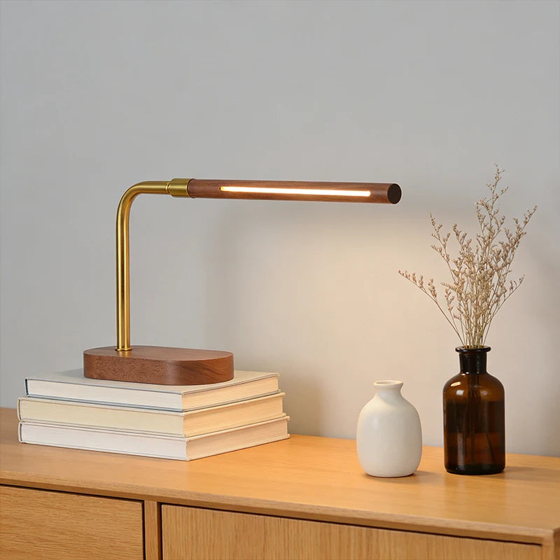 Wooden COB Desk Lamp USB Powered Table Lamp with 30° Adjustable Angle Night Light Minimalist Bedside Lamp for Bedroom Home
