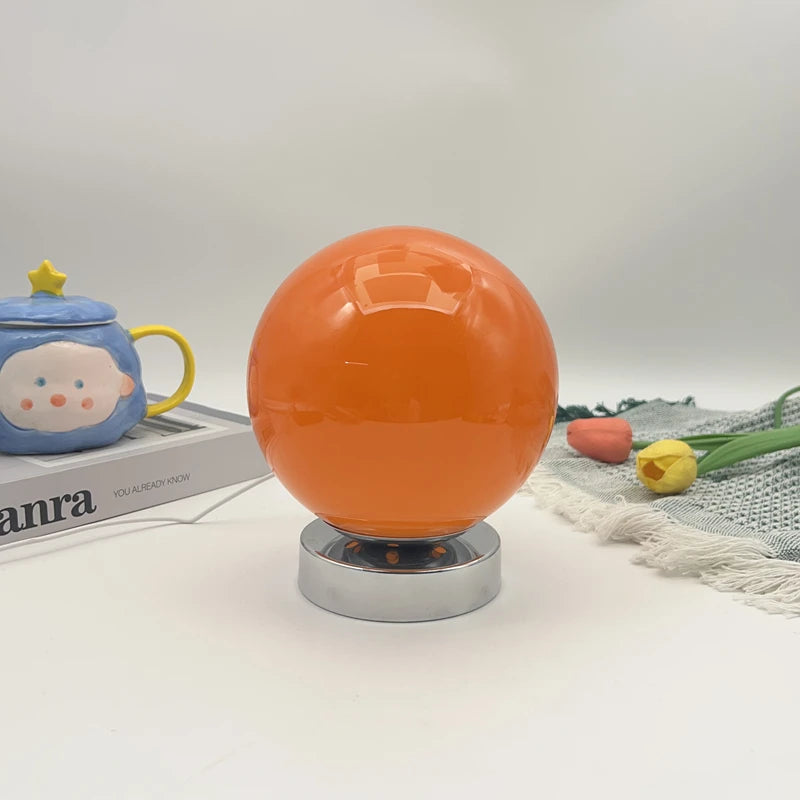 Glass Globe Table Lamp Modern Minimalist Dimmable Rechargeable Ambient Light for Living Room Study Bedroom Bedside Bar