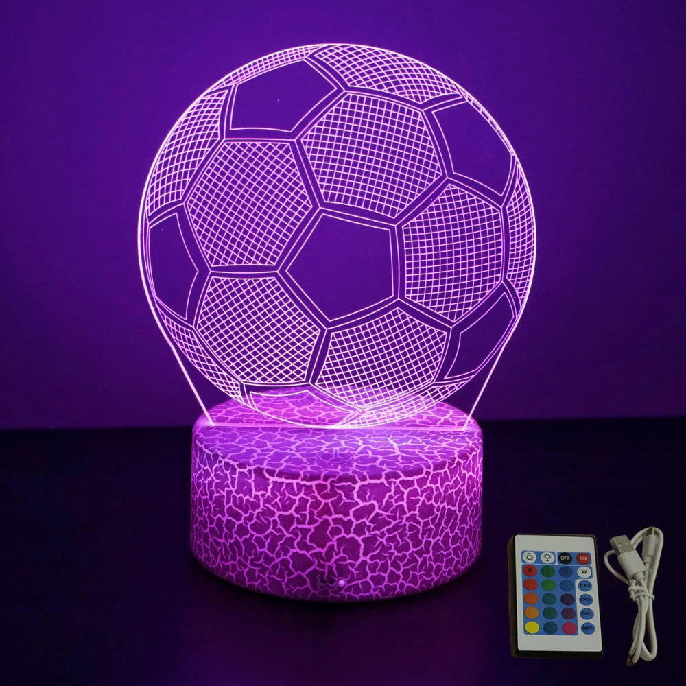 3D Football Lamp Illusion Child LED Night Light Luminous Soccer Ball Touch Nightlight Kids Bedroom Decoration Table Lamp Gifts