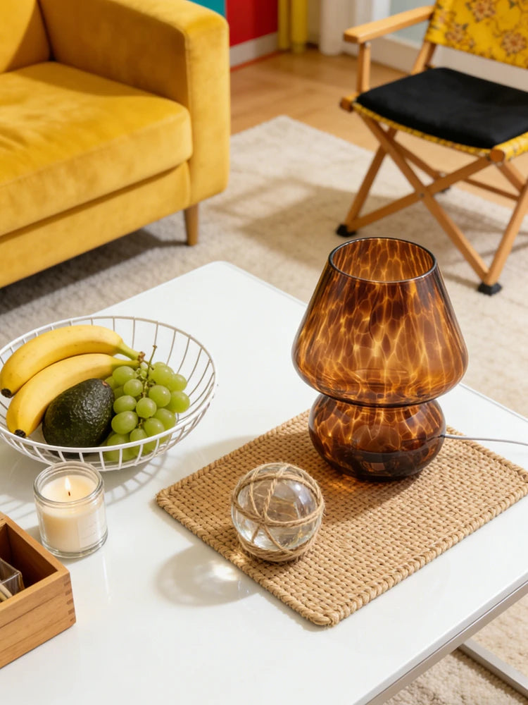 Lampe de chevet verre café