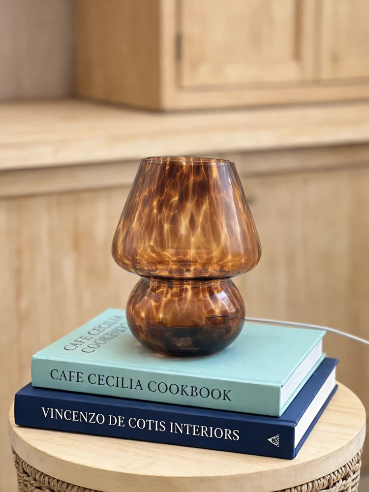 Lampe de chevet verre café