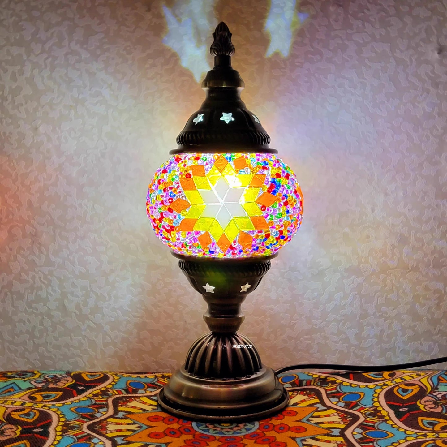 Newest Turkish Mosaic Table Lamp Vintage Art Deco Handcrafted Lamparas De Mesa Ball Glass Romantic Bed Light Led Night Lampe