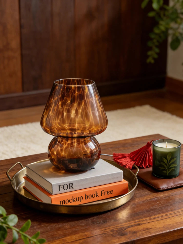 Lampe de chevet verre café