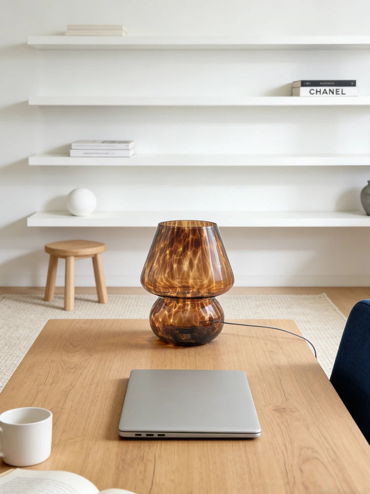 Lampe de chevet verre café
