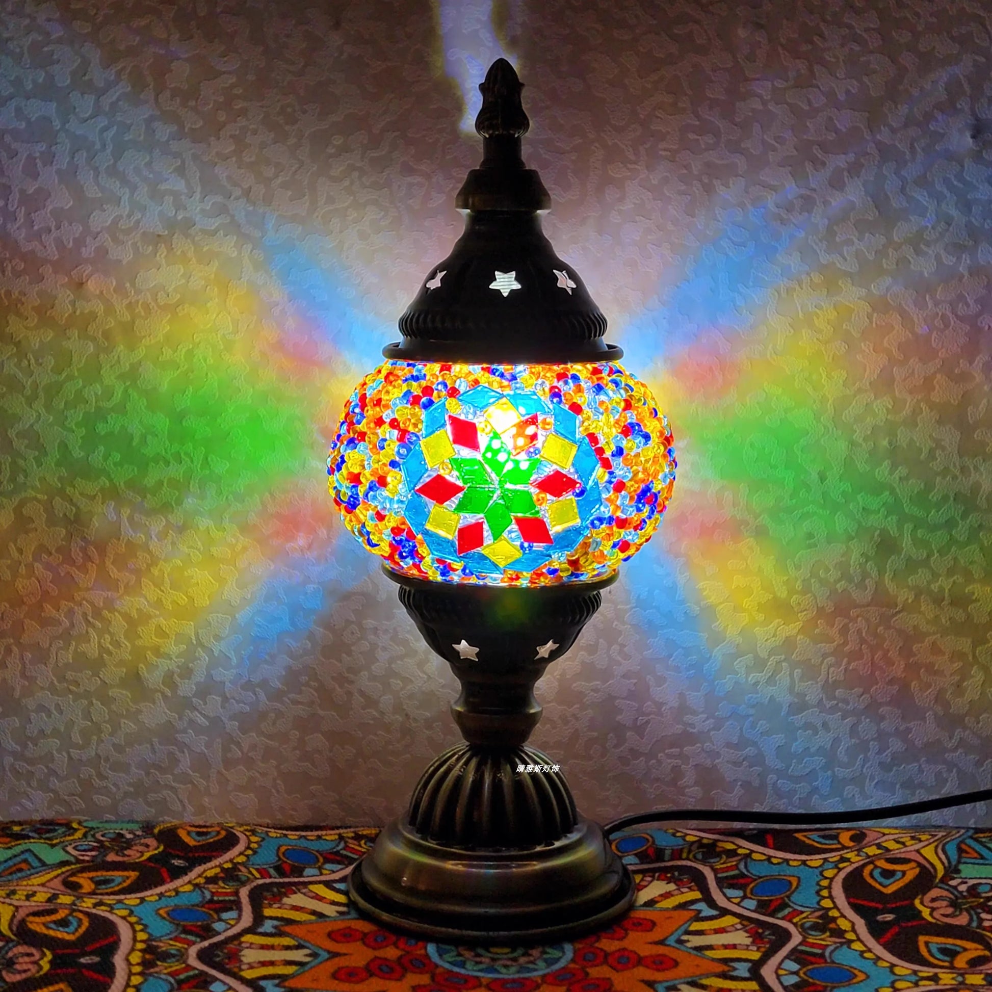 Newest Turkish Mosaic Table Lamp Vintage Art Deco Handcrafted Lamparas De Mesa Ball Glass Romantic Bed Light Led Night Lampe