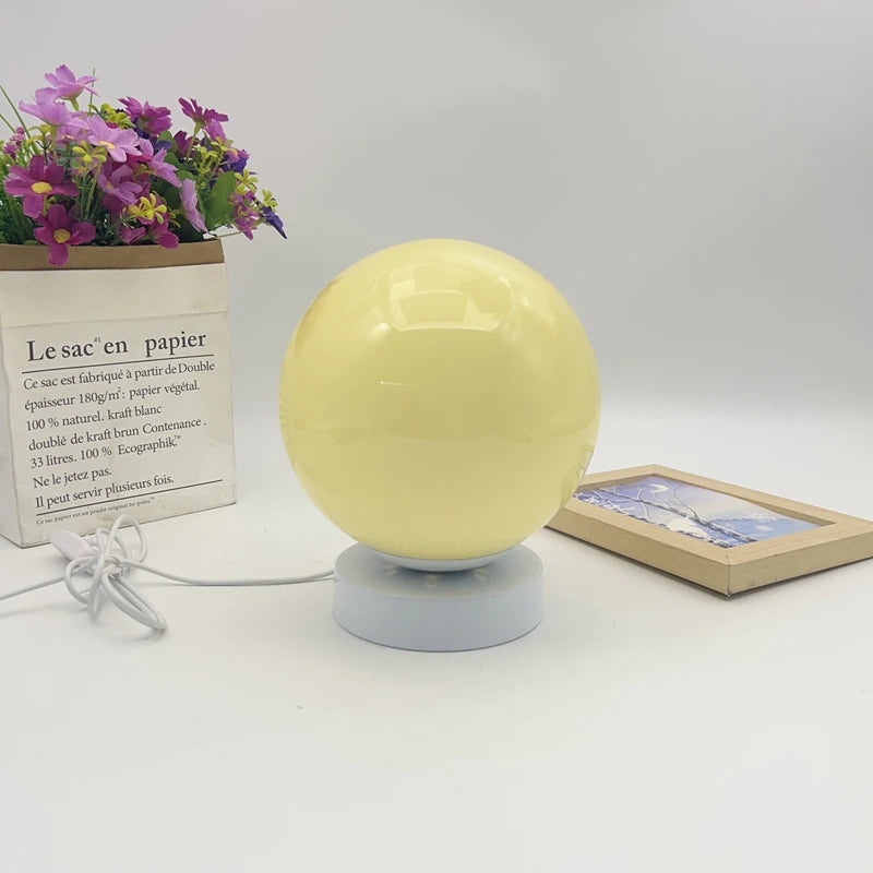 Glass Globe Table Lamp Modern Minimalist Dimmable Rechargeable Ambient Light for Living Room Study Bedroom Bedside Bar
