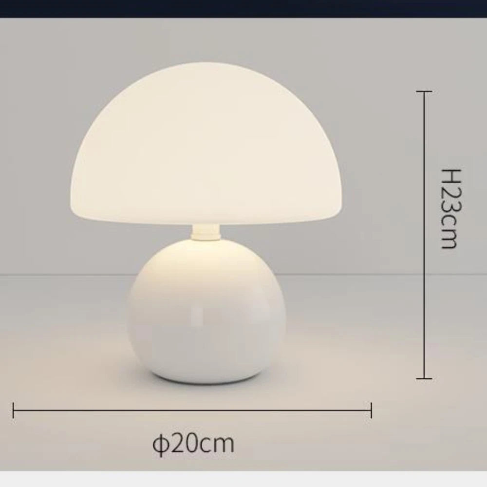 Cream Mushroom Table Lamp Cute and Simple Ceramic Eye Protection Bedside Lamp Warm Girl Bedroom Atmosphere Small Night Lamp