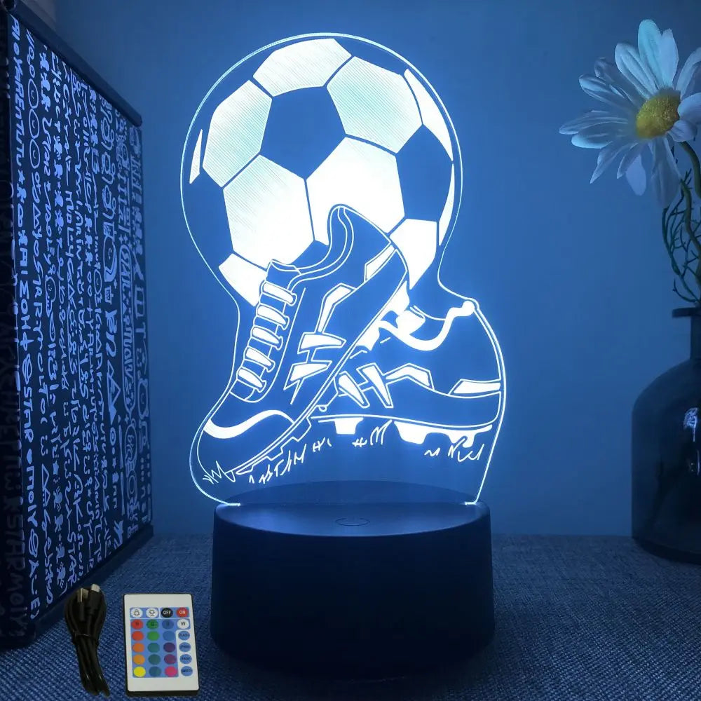 3D Football Lamp Illusion Child LED Night Light Luminous Soccer Ball Touch Nightlight Kids Bedroom Decoration Table Lamp Gifts