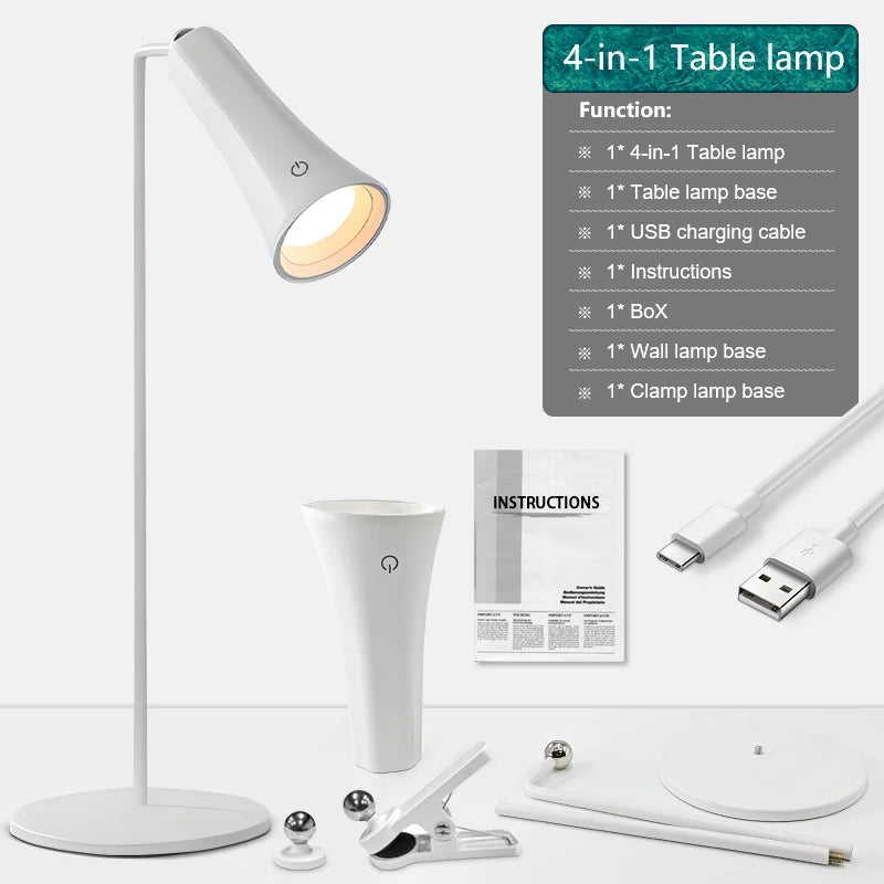 Table Study Lamp Touch 360° Magnetic Rotation Infinite Dimming Night Light Wall Lamp Flashlight Reading Light Bedroom Bedside