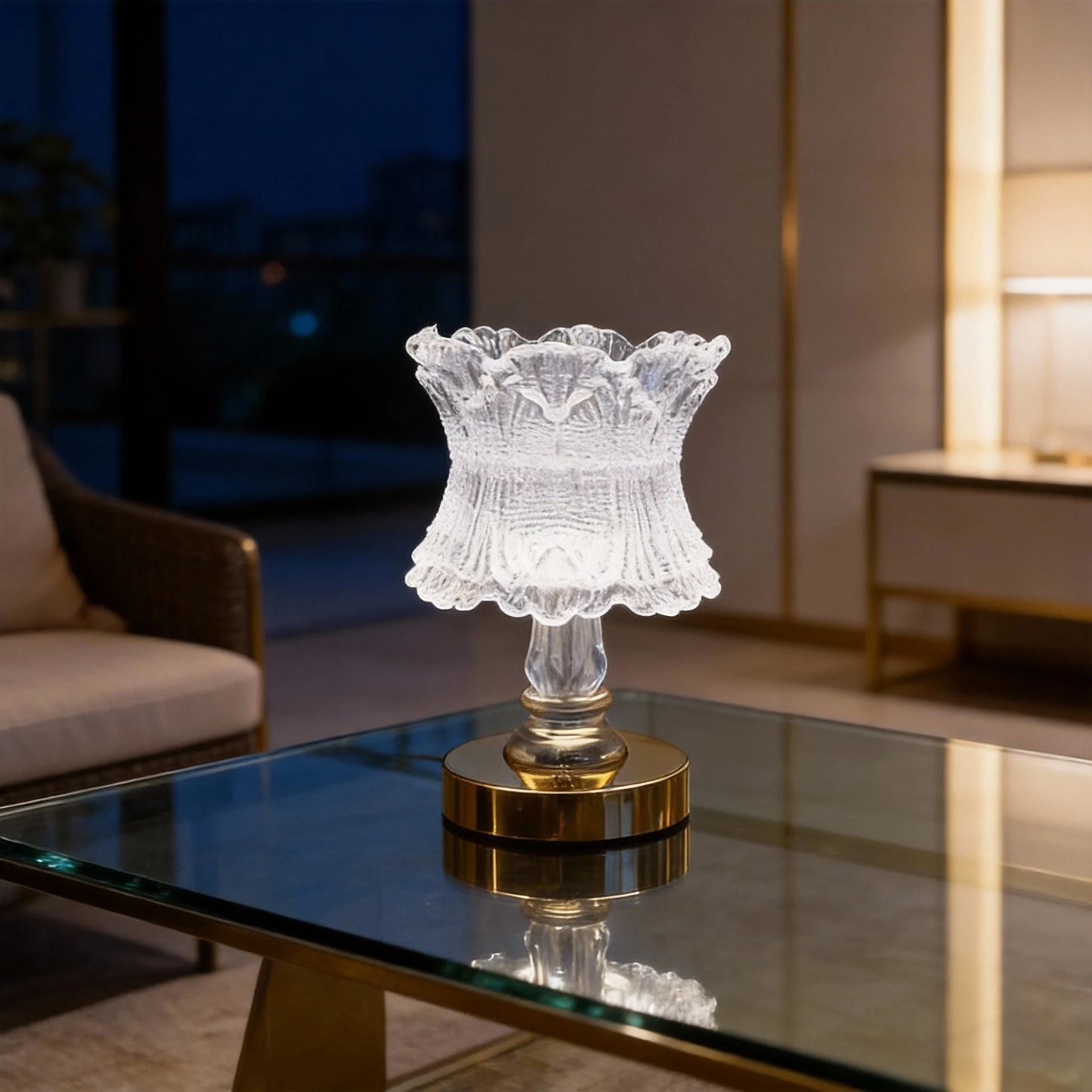 Rechargeable LED Crystal Table Lamp with Adjustable Dimming and 3CCT, Suitable for Dining Tables, Entryways, Corridors, and Ambi