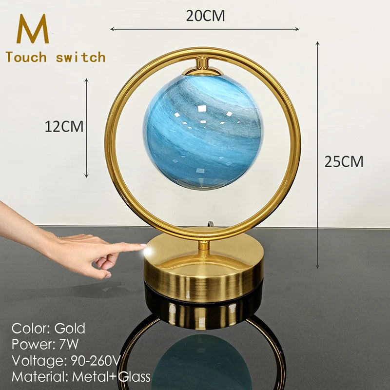 Nordic Glass Ball Desk Lamp with Touch Switch Used for Study Dressing Table Live Broadcast Lighting Bedroom Bedside Table Lamp