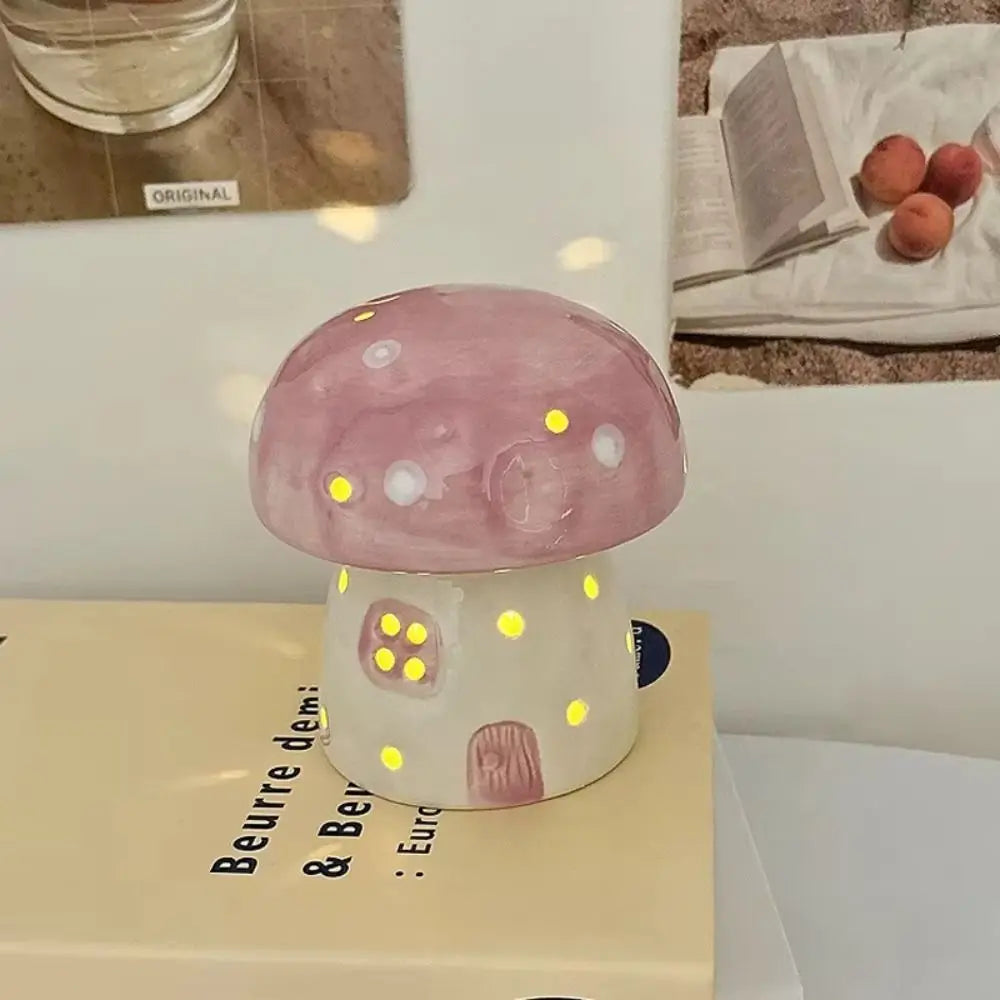 Table Decor Lamp Mushroom Night Light Eye Protection Sleeping Bedside Night Light Nordic LED Ceramic Night Light Birthday Gift