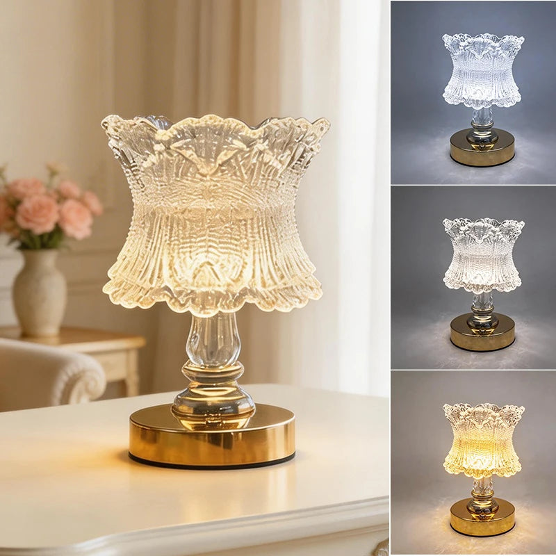Rechargeable LED Crystal Table Lamp with Adjustable Dimming and 3CCT, Suitable for Dining Tables, Entryways, Corridors, and Ambi
