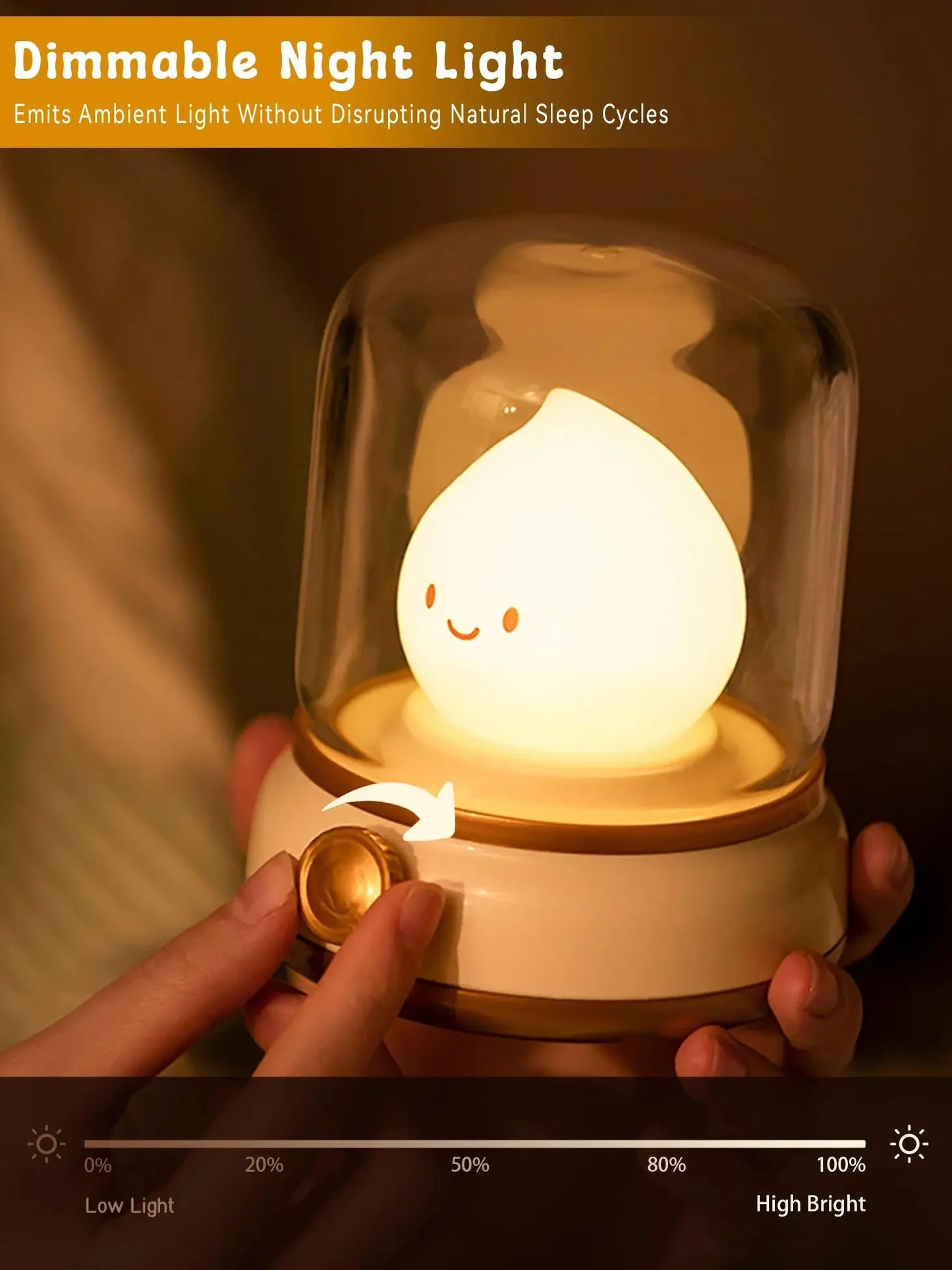 LED Flameless Candle White Noise Night Light Room Decor Lights USB Table Lamp Dimmable Bedside Lamp Camping Light Kids Xmas Gift