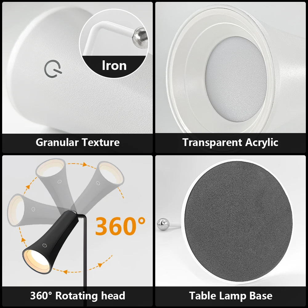 Table Study Lamp Touch 360° Magnetic Rotation Infinite Dimming Night Light Wall Lamp Flashlight Reading Light Bedroom Bedside