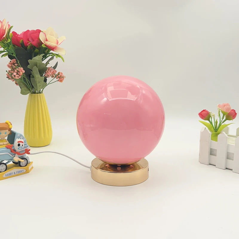 Glass Globe Table Lamp Modern Minimalist Dimmable Rechargeable Ambient Light for Living Room Study Bedroom Bedside Bar
