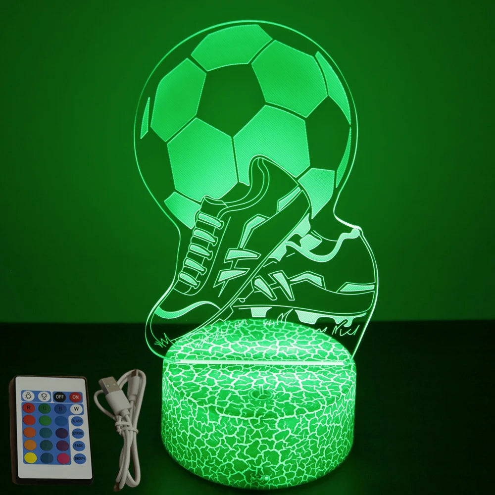 3D Football Lamp Illusion Child LED Night Light Luminous Soccer Ball Touch Nightlight Kids Bedroom Decoration Table Lamp Gifts