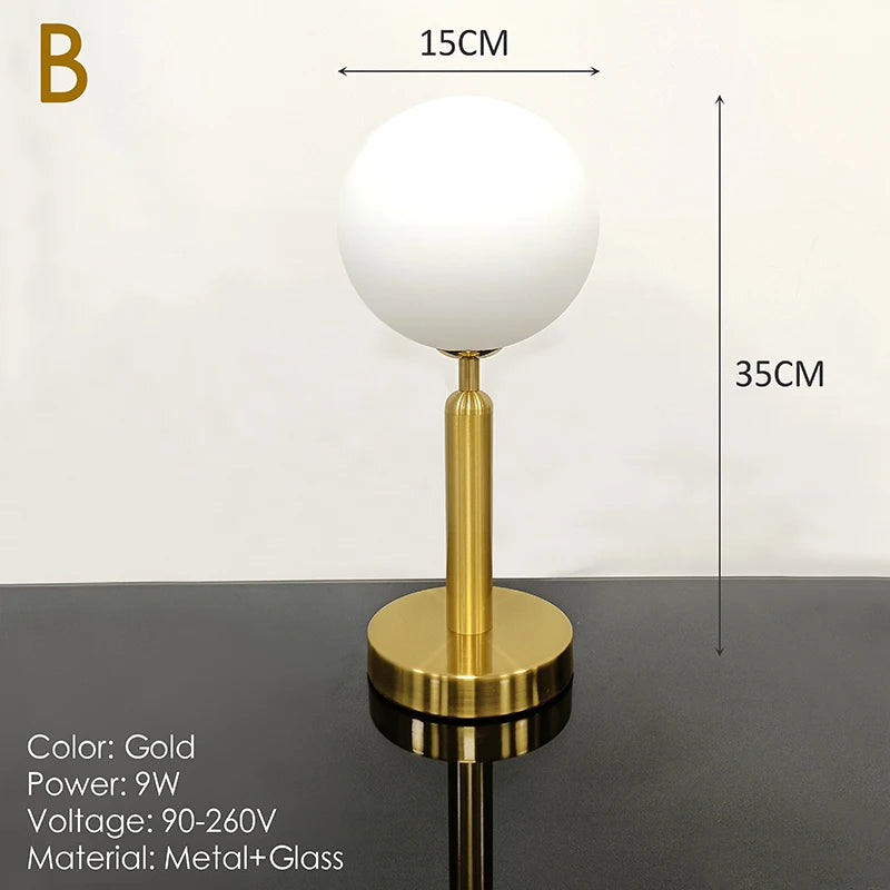 Nordic Glass Ball Desk Lamp with Touch Switch Used for Study Dressing Table Live Broadcast Lighting Bedroom Bedside Table Lamp