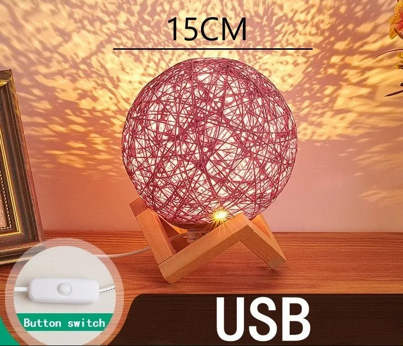 LED Table Lamps Bedroom Study Bedside Solid Wood Desk Lamp Living Room Decoration Ball Floor Lampsmodern Minimalism Rattan Ball