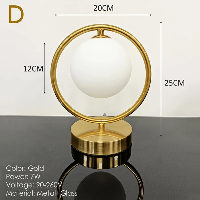 Nordic Glass Ball Desk Lamp with Touch Switch Used for Study Dressing Table Live Broadcast Lighting Bedroom Bedside Table Lamp