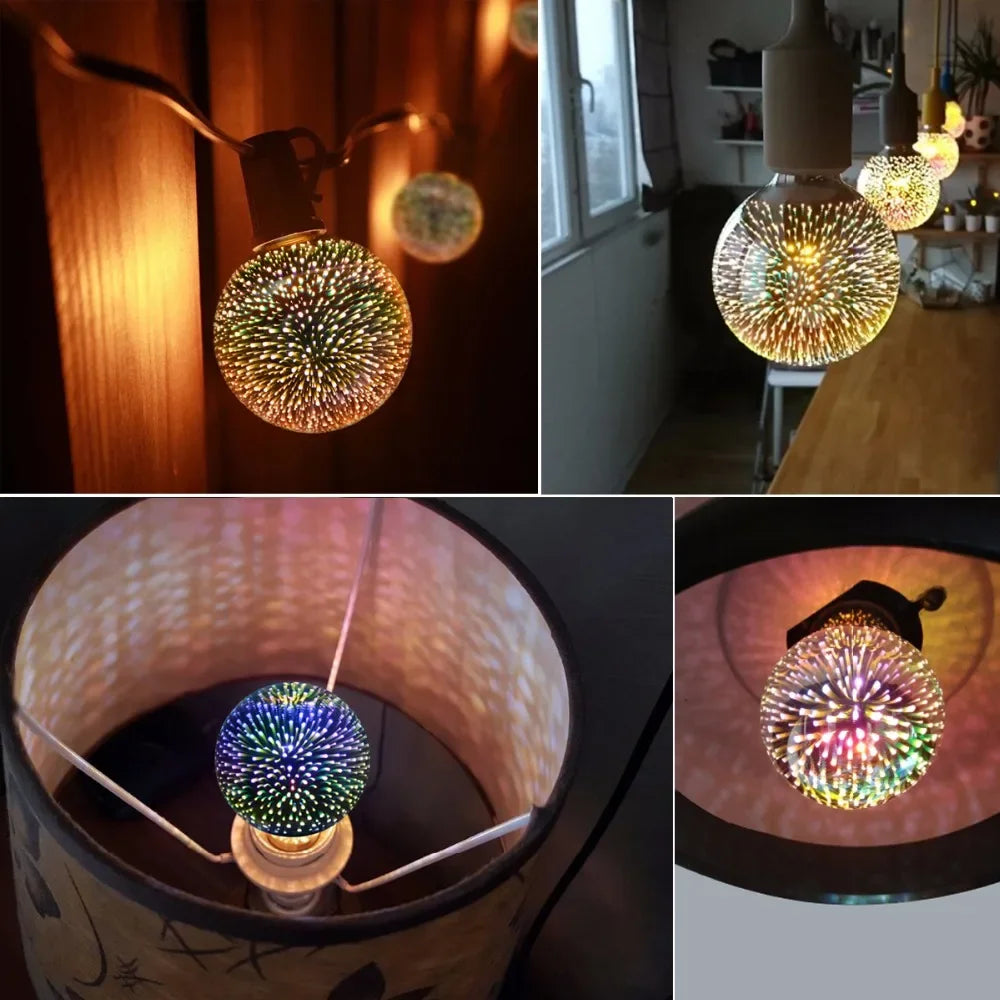 1-6Pcs Table Lamps Colorful Fire-Works Effect LED 3D Light Vintage Bulbs 3D Lamp 110V-240V Home Bar Night Light Christmas Deco