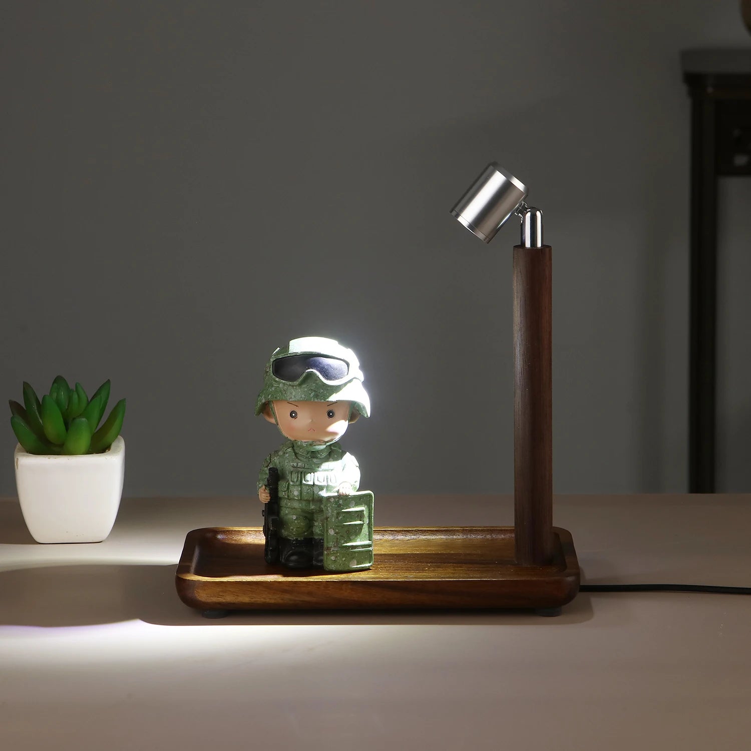Wooden Table Lamp USB Powered Night Light Display Light LED Eye Protection Bedside Lamp Desktop Decorative Lights
